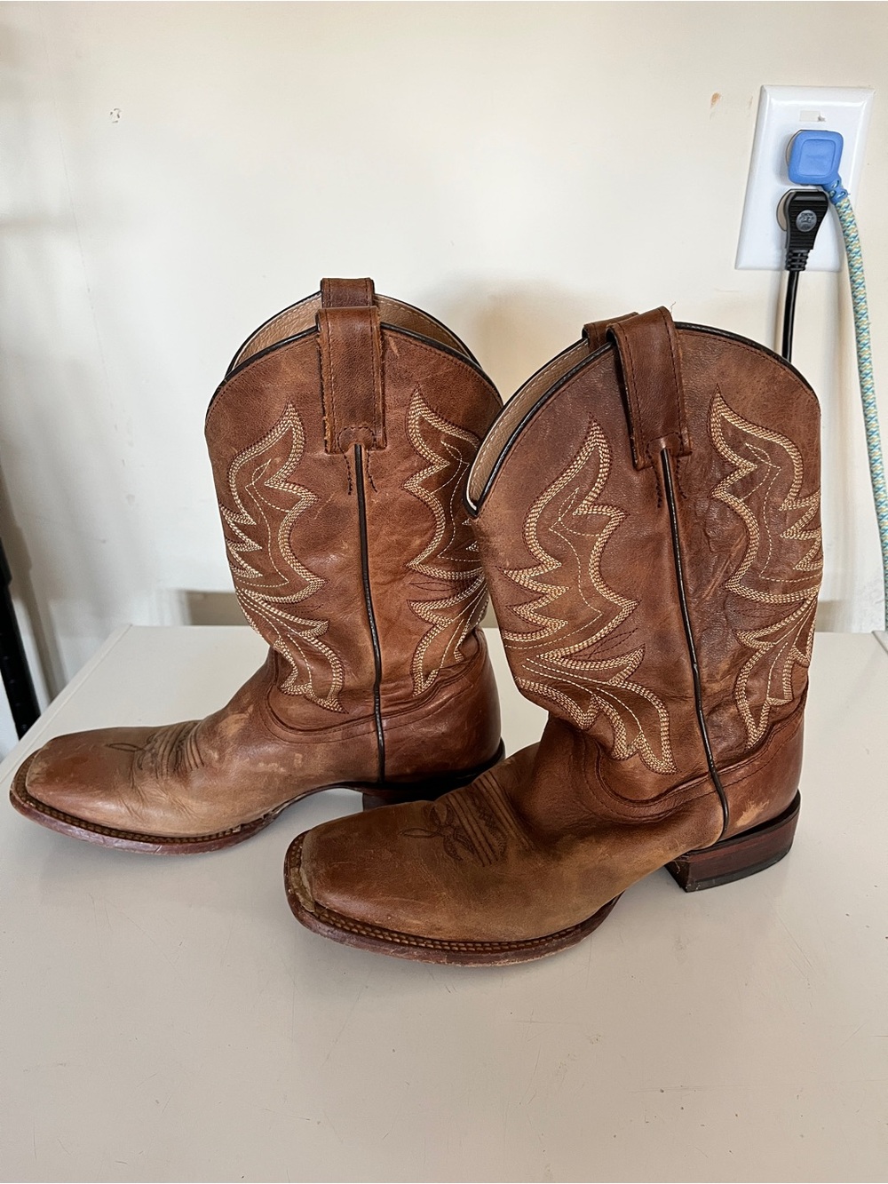 Shyanne Brown Leather Western Cowboy Boots with Embroidered Shaft